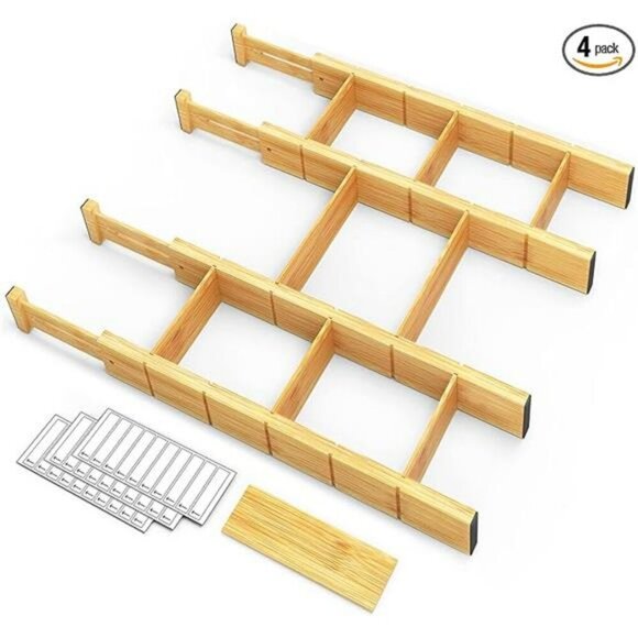 Adjustable Bamboo Drawer Dividers Expandable Kitchen Office Closet Organizer - Picture 7 of 7